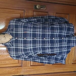 Levi's Men's Medium Shirt. Orange Tab Button Down Long Sleeve Plaid. 100% Cotton
